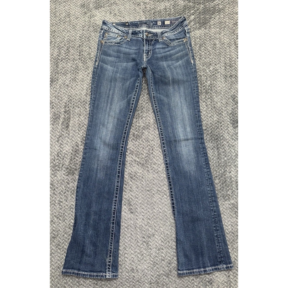 Miss Me Womens Bootcut Jeans Medium Wash Embroidered Mid Rise Sz 29